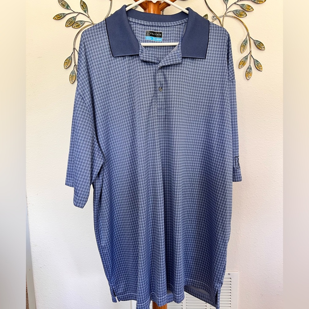 PGA Tour Navy Patterned Polo Shirt